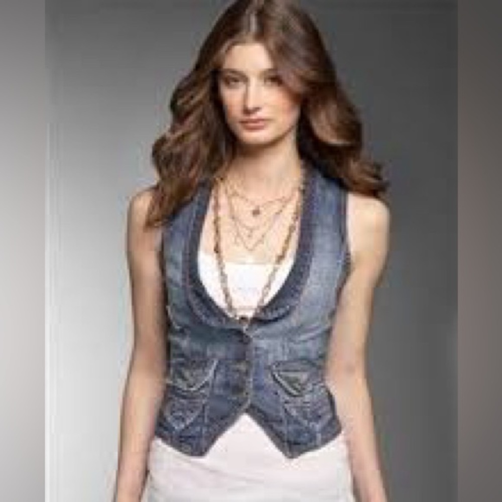 Y2K Mixit Double Breasted Denim Vest with V-neck